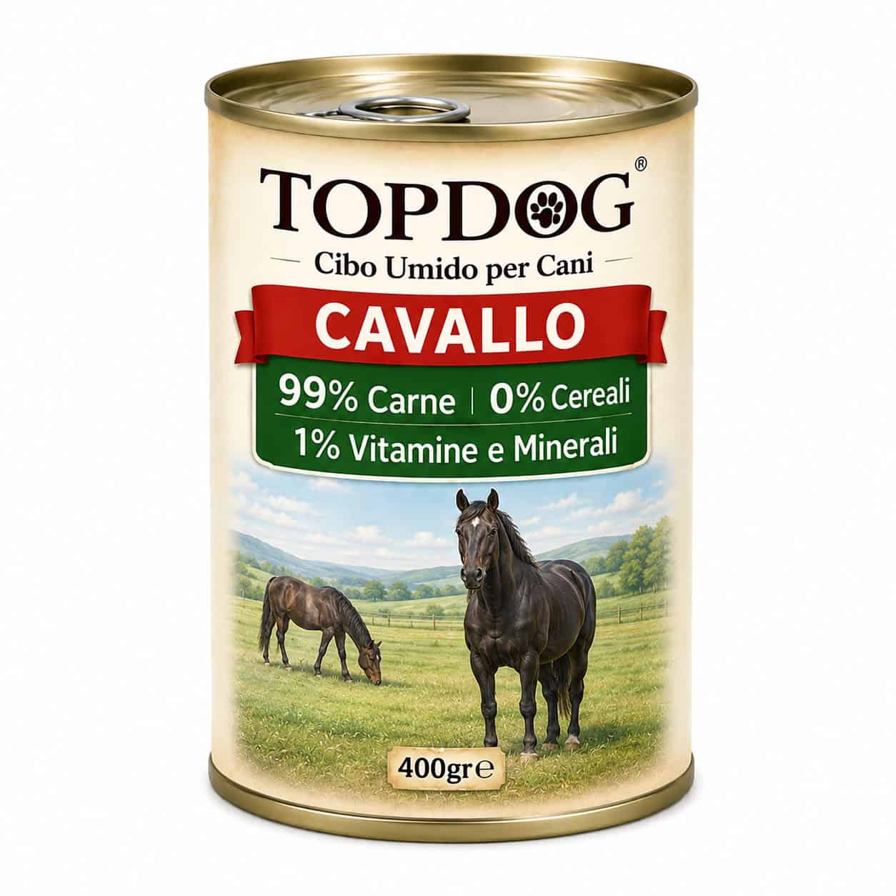 Cibo Umido per Cani Monoproteico Cavallo 400g TOPDOG®