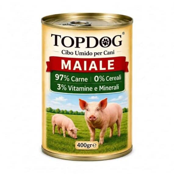 cibo umido monoproteico per cani al maiale